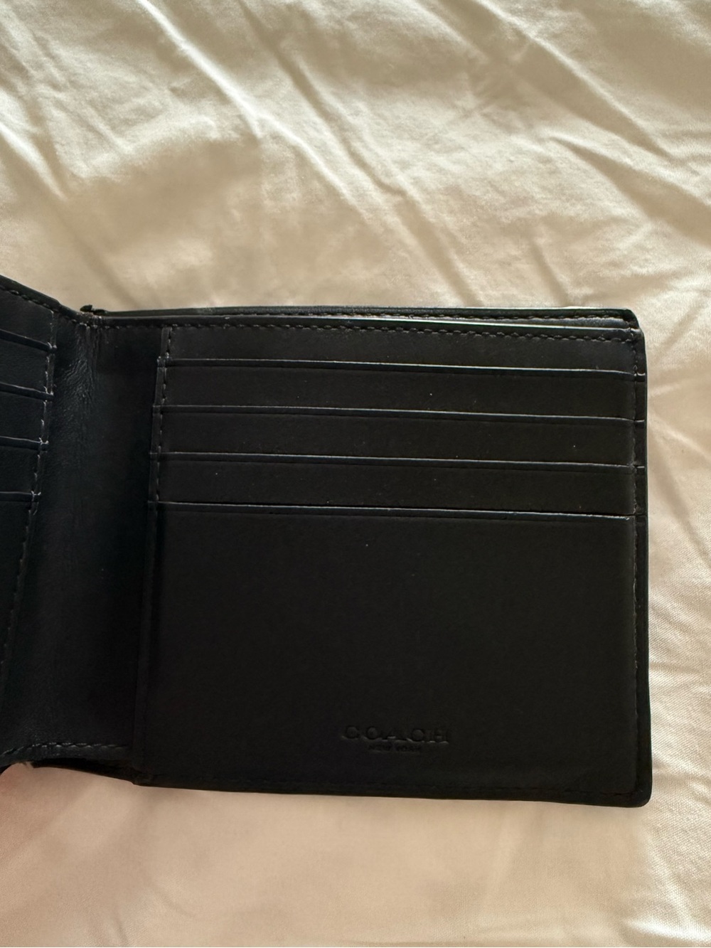 Coach Black Signature Compact Wallet - Picture 4 of 6